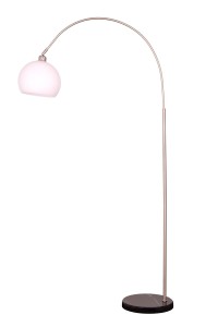 RENZA lampa stojąca satyna ruchomy klosz szklany biały podstawa granit czarny ON/OFF nożny ↔80cm ↕160cm 1xE27 