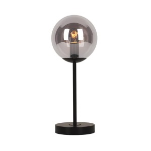 LIXA-1T XL MB czarny mat lampka stołowa klosz szklany dymiony 1xE27 ↔15cm ↕40cm