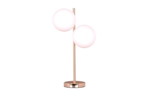 LIXA-2T  XL FGD/WHITE złoty/biały lampka stołowa podwójna klosze szklane mleczne 2xE27 ↔35cm ↕35cm 