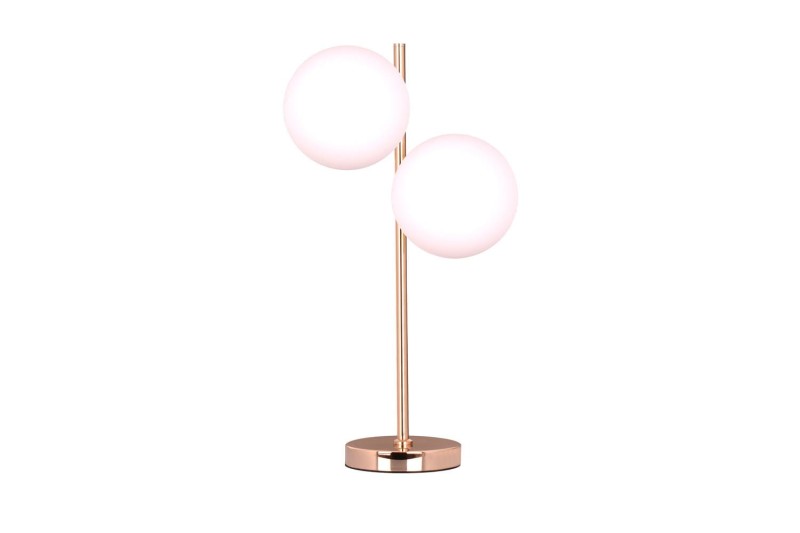 LIXA-2T  XL FGD/WHITE złoty/biały lampka stołowa podwójna klosze szklane mleczne 1xE27 ↔35cm ↕35cm styl loft hurt