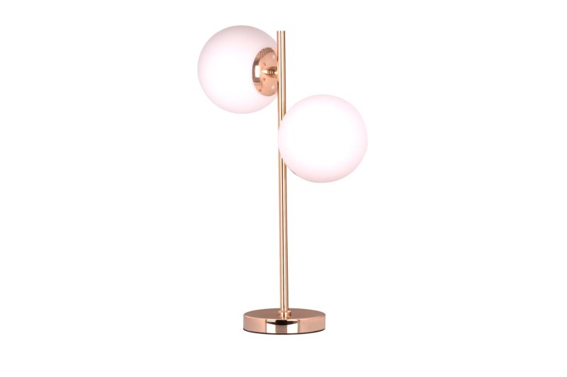 LIXA-2T  XL FGD/WHITE złoty/biały lampka stołowa podwójna klosze szklane mleczne 1xE27 ↔35cm ↕35cm styl loft hurt