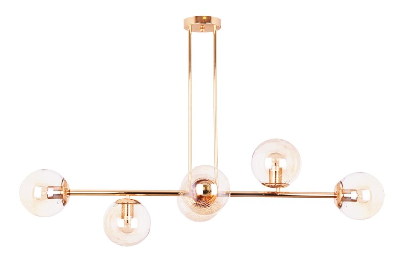 LIXA-6 XL FGD/AMBER złoty/bursztyn duża lampa sufitowa żyrandol klosze szklane bursztynowe styl loft industrial 6xE27 ↔110cm ↕71cm hurt