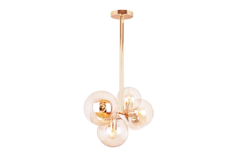 LIXA-6 XL FGD/AMBER złoty/bursztyn duża lampa sufitowa żyrandol klosze szklane bursztynowe styl loft industrial 6xE27 ↔110cm ↕71cm hurt