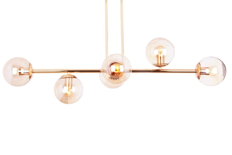 LIXA-6 XL FGD/AMBER złoty/bursztyn duża lampa sufitowa żyrandol klosze szklane bursztynowe styl loft industrial 6xE27 ↔110cm ↕71cm hurt