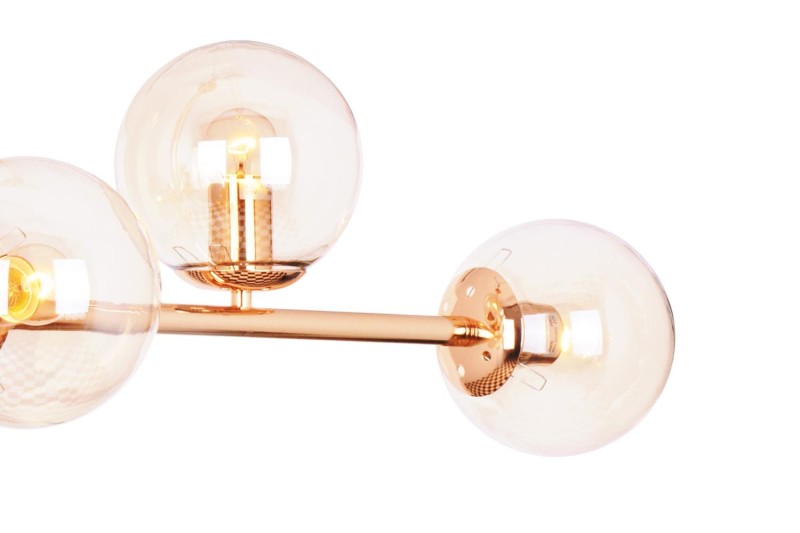 LIXA-6 XL FGD/AMBER złoty/bursztyn duża lampa sufitowa żyrandol klosze szklane bursztynowe styl loft industrial 6xE27 ↔110cm ↕71cm hurt