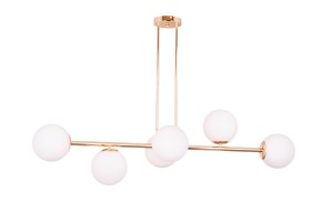 LIXA-6 XL FGD/WHITE złoty/biały duża lampa sufitowa żyrandol klosze szklane mleczne styl loft industrial 6xE27 ↔110cm ↕71cm hurt