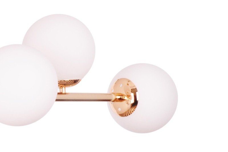 LIXA-6 XL FGD/WHITE złoty/biały duża lampa sufitowa żyrandol klosze szklane mleczne styl loft industrial 6xE27 ↔110cm ↕71cm hurt