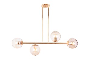 LIXA-4 XL FGD/AMBER złoty/bursztyn lampa sufitowa żyrandol klosze kule szklane bursztynowe 4xE27 styl loft  ↔92cm  ↕71cm