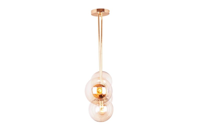 LIXA-4 XL FGD/AMBER złoty/bursztyn lampa sufitowa żyrandol klosze kule szklane bursztynowe 4xE27 styl loft  ↔92cm  ↕71cm hurt