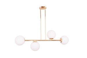 LIXA-4 XL FGD/WHITE złoty/biały lampa sufitowa żyrandol klosze kule szklane mleczne 4xE27 styl loft  ↔92cm  ↕71cm