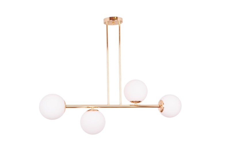 LIXA-4 XL FGD/WHITE złoty/biały lampa sufitowa żyrandol klosze kule szklane mleczne 4xE27 styl loft  ↔92cm  ↕71cm hurt
