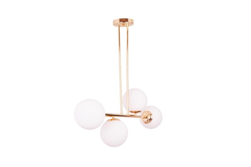 LIXA-4 XL FGD/WHITE złoty/biały lampa sufitowa żyrandol klosze kule szklane mleczne 4xE27 styl loft  ↔92cm  ↕71cm hurt