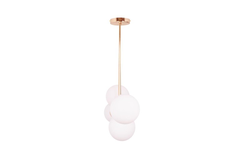 LIXA-4 XL FGD/WHITE złoty/biały lampa sufitowa żyrandol klosze kule szklane mleczne 4xE27 styl loft  ↔92cm  ↕71cm hurt