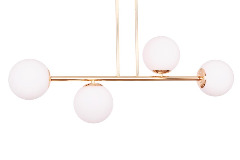 LIXA-4 XL FGD/WHITE złoty/biały lampa sufitowa żyrandol klosze kule szklane mleczne 4xE27 styl loft  ↔92cm  ↕71cm hurt