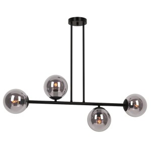 LIXA-4 XL MB lampa sufitowa żyrandol czarny matowy klosze kule szklane dymione 4xE27 styl loft  ↔92cm  ↕71cm