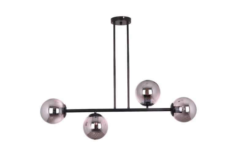 LIXA-4 XL MB lampa sufitowa żyrandol czarny matowy klosze kule szklane dymione 4xE27 styl loft  ↔92cm  ↕71cm hurt