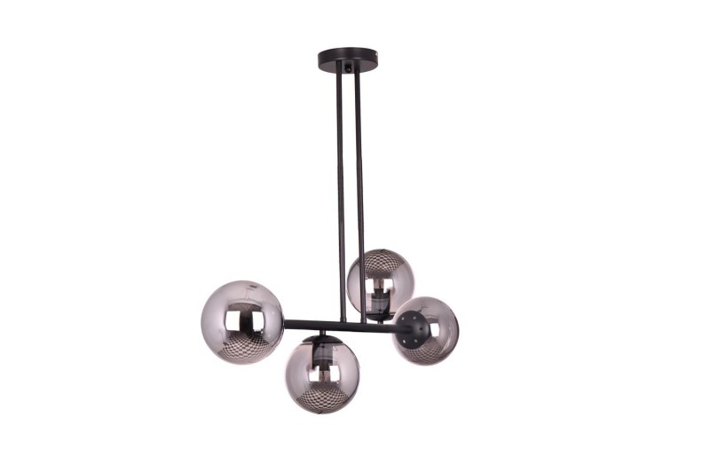 LIXA-4 XL MB lampa sufitowa żyrandol czarny matowy klosze kule szklane dymione 4xE27 styl loft  ↔92cm  ↕71cm hurt