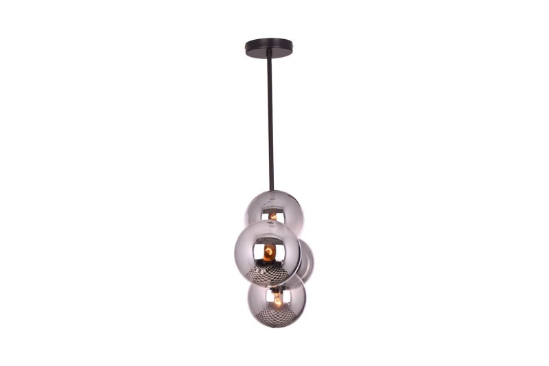LIXA-4 XL MB lampa sufitowa żyrandol czarny matowy klosze kule szklane dymione 4xE27 styl loft  ↔92cm  ↕71cm hurt