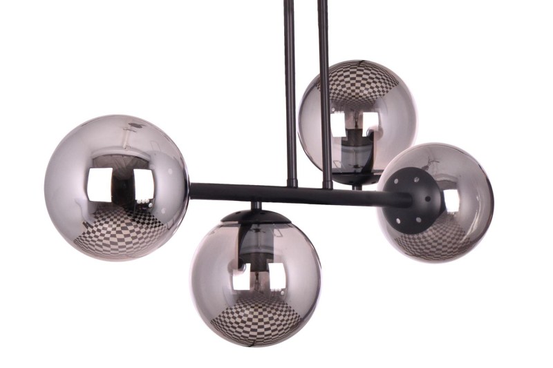LIXA-4 XL MB lampa sufitowa żyrandol czarny matowy klosze kule szklane dymione 4xE27 styl loft  ↔92cm  ↕71cm hurt