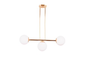 LIXA-3 XL FGD/WHITE złoty/biały  lampa sufitowa żyrandol klosze kule szklane mleczne 3xE27 styl loft  ↔72cm  ↕71cm