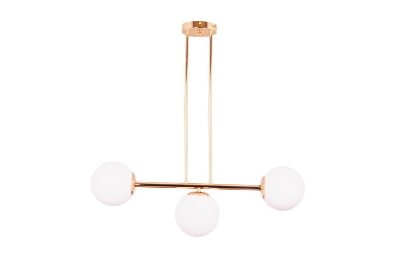 LIXA-3 XL FGD/WHITE złoty/biały  lampa sufitowa żyrandol klosze kule szklane mleczne 3xE27 styl loft  ↔72cm  ↕71cm hurt