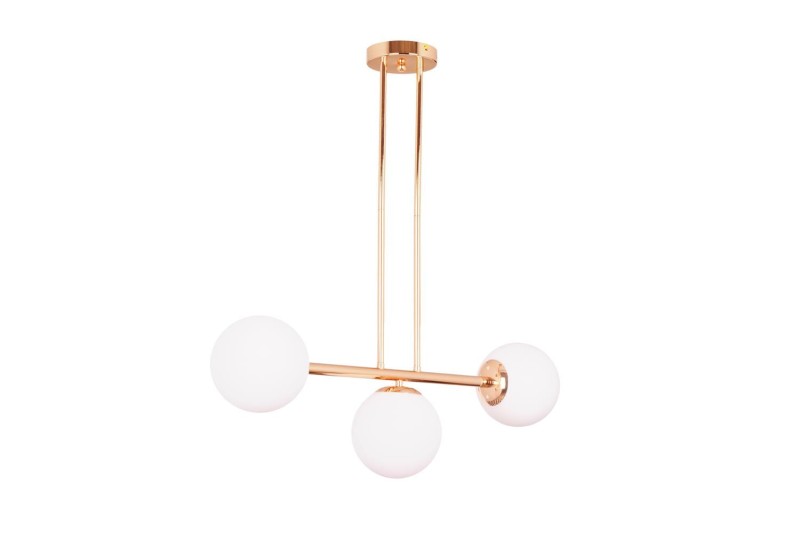 LIXA-3 XL FGD/WHITE złoty/biały  lampa sufitowa żyrandol klosze kule szklane mleczne 3xE27 styl loft  ↔72cm  ↕71cm hurt