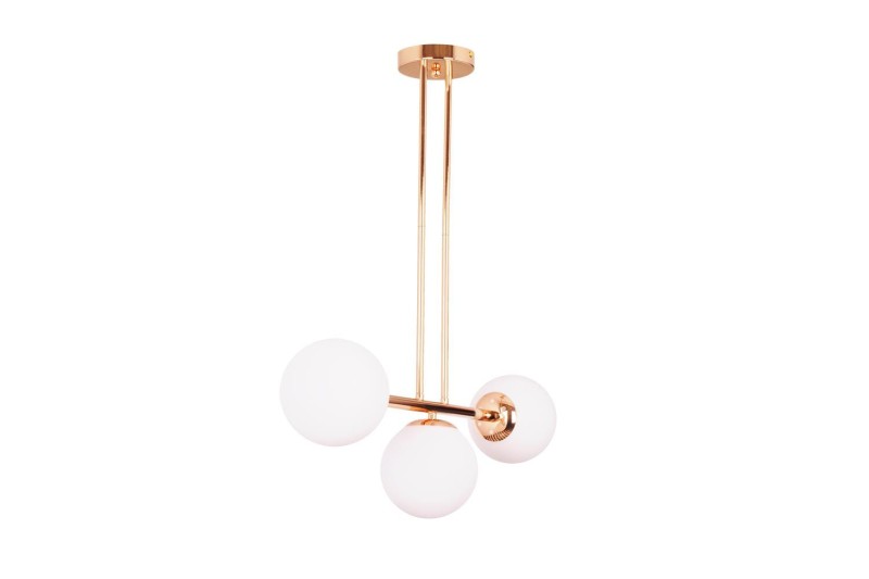 LIXA-3 XL FGD/WHITE złoty/biały  lampa sufitowa żyrandol klosze kule szklane mleczne 3xE27 styl loft  ↔72cm  ↕71cm hurt
