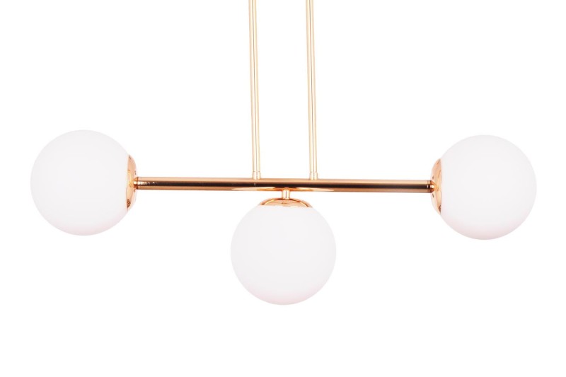 LIXA-3 XL FGD/WHITE złoty/biały  lampa sufitowa żyrandol klosze kule szklane mleczne 3xE27 styl loft  ↔72cm  ↕71cm hurt