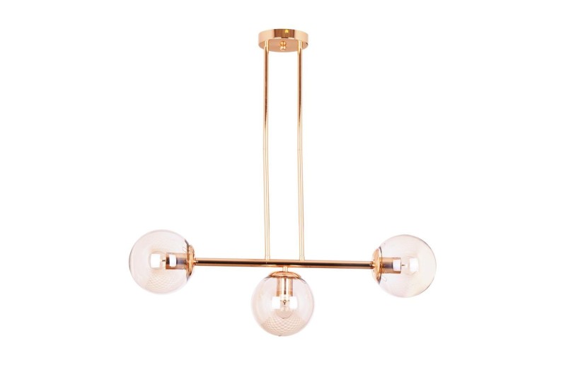 LIXA-3 XL FGD/AMBER złoty/bursztyn lampa sufitowa żyrandol klosze kule szklane bursztynowe 3xE27 styl loft  ↔72cm  ↕71cm hurt