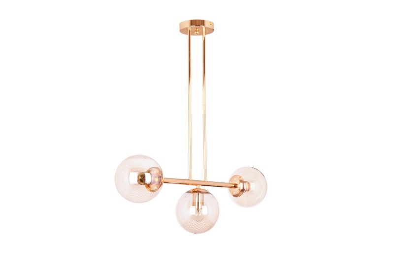 LIXA-3 XL FGD/AMBER złoty/bursztyn lampa sufitowa żyrandol klosze kule szklane bursztynowe 3xE27 styl loft  ↔72cm  ↕71cm hurt
