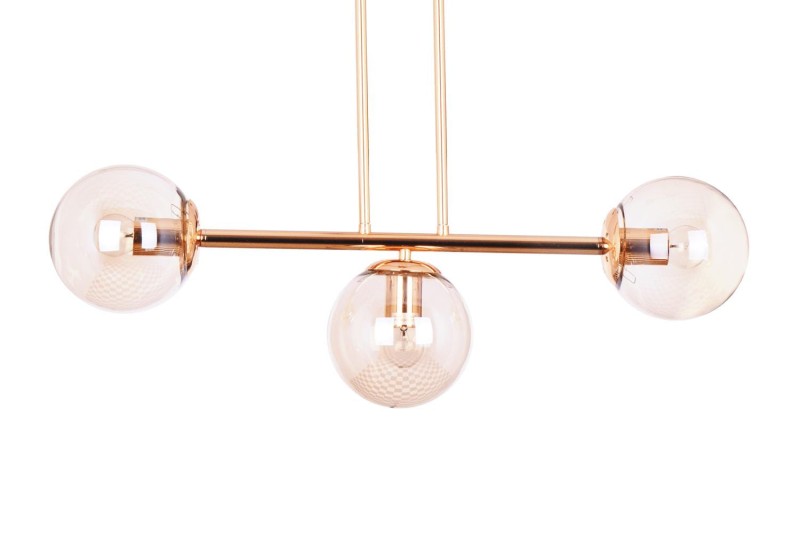 LIXA-3 XL FGD/AMBER złoty/bursztyn lampa sufitowa żyrandol klosze kule szklane bursztynowe 3xE27 styl loft  ↔72cm  ↕71cm hurt