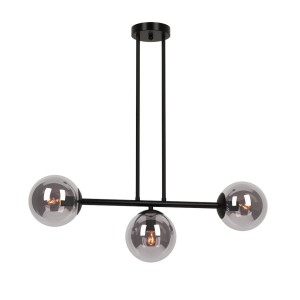 LIXA-3 XL MB lampa sufitowa żyrandol czarny matowy klosze kule szklane dymione 3xE27 styl loft  ↔72cm  ↕71cm