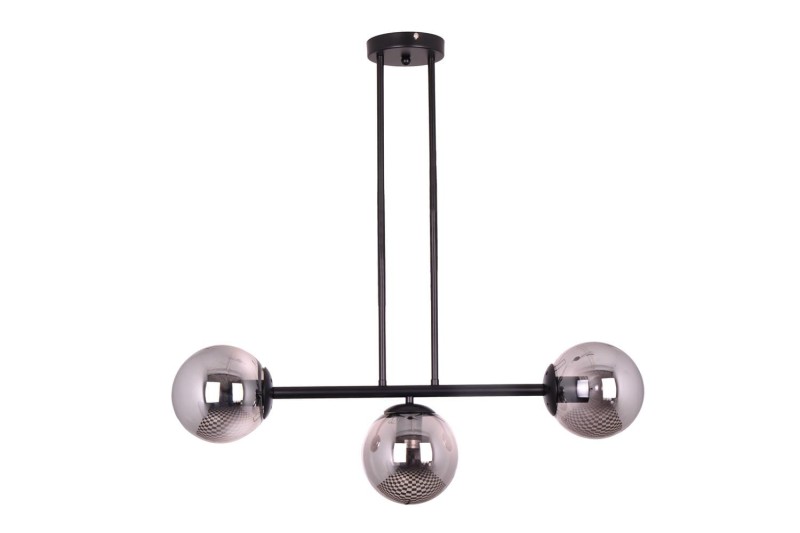 LIXA-3 XL MB lampa sufitowa żyrandol czarny matowy klosze kule szklane dymione 3xE27 styl loft  ↔72cm  ↕71cm hurt