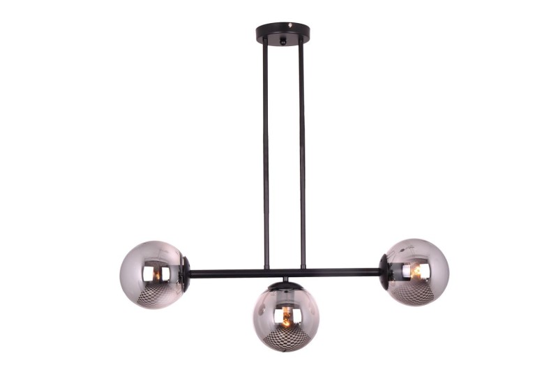 LIXA-3 XL MB lampa sufitowa żyrandol czarny matowy klosze kule szklane dymione 3xE27 styl loft  ↔72cm  ↕71cm hurt