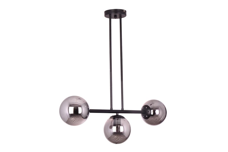 LIXA-3 XL MB lampa sufitowa żyrandol czarny matowy klosze kule szklane dymione 3xE27 styl loft  ↔72cm  ↕71cm hurt