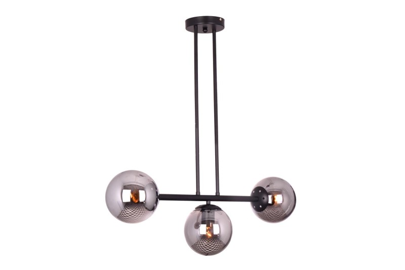 LIXA-3 XL MB lampa sufitowa żyrandol czarny matowy klosze kule szklane dymione 3xE27 styl loft  ↔72cm  ↕71cm hurt