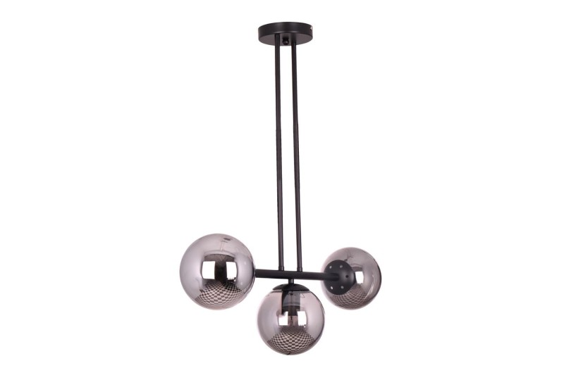 LIXA-3 XL MB lampa sufitowa żyrandol czarny matowy klosze kule szklane dymione 3xE27 styl loft  ↔72cm  ↕71cm hurt
