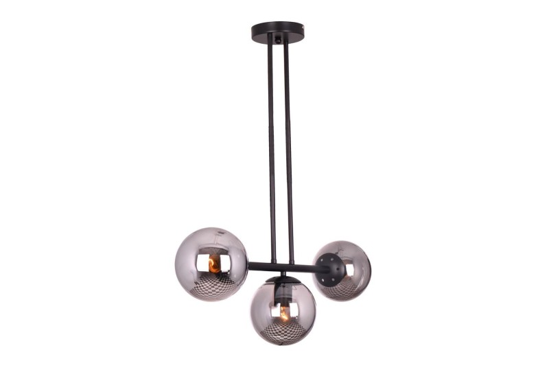 LIXA-3 XL MB lampa sufitowa żyrandol czarny matowy klosze kule szklane dymione 3xE27 styl loft  ↔72cm  ↕71cm hurt