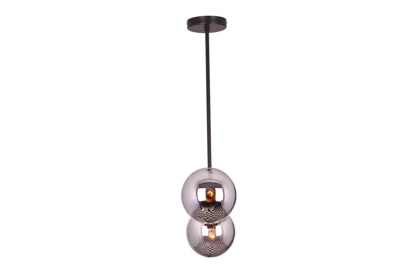 LIXA-3 XL MB lampa sufitowa żyrandol czarny matowy klosze kule szklane dymione 3xE27 styl loft  ↔72cm  ↕71cm hurt