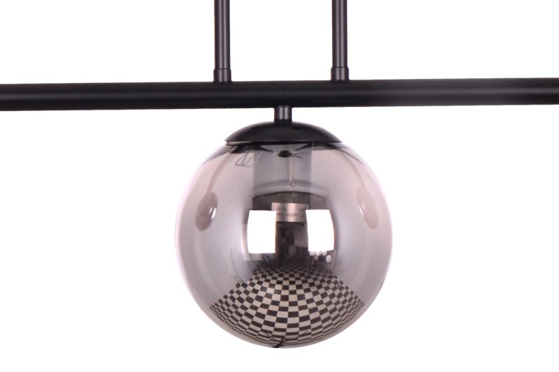 LIXA-3 XL MB lampa sufitowa żyrandol czarny matowy klosze kule szklane dymione 3xE27 styl loft  ↔72cm  ↕71cm hurt
