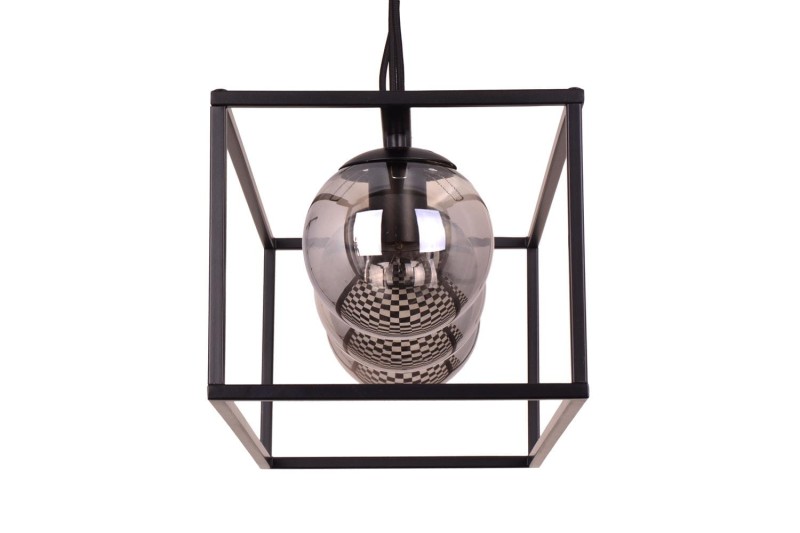 RECIFE-3 czarny mat lampa sufitowa wisząca zwis klosze szklane kule dymione styl loft 3xE27 ↔60cm ↕120cm hurt