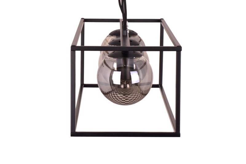 RECIFE-3 czarny mat lampa sufitowa wisząca zwis klosze szklane kule dymione styl loft 3xE27 ↔60cm ↕120cm hurt