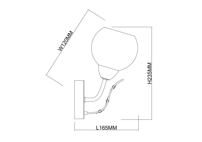 PRAIA-1 czarny mat/złoty lampa sufitowa żyrandol klosz szklany + kryształki 1xE27  ↔16,5cm ↕23,5cm hurt