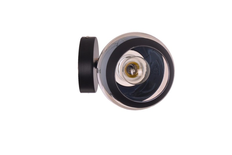 PRAIA-1 czarny mat/złoty lampa sufitowa żyrandol klosz szklany + kryształki 1xE27  ↔16,5cm ↕23,5cm hurt