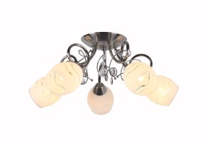 PAVIA-5 satyna lampa sufitowa żyrandol klosz szklany + kryształki 5xE27