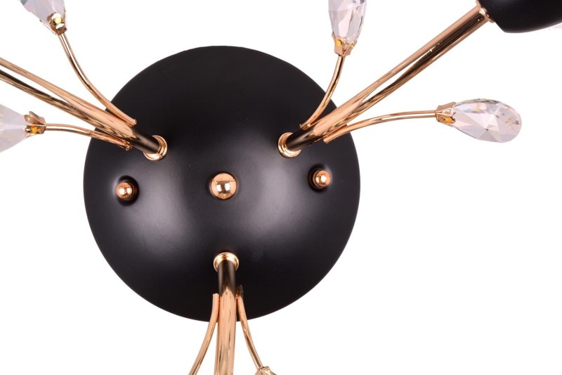 FEIRA-3 czarny mat/złoty lampa sufitowa żyrandol klosze szklane dymione + kryształki 3xE27 Ø60cm ↕19cm hurt