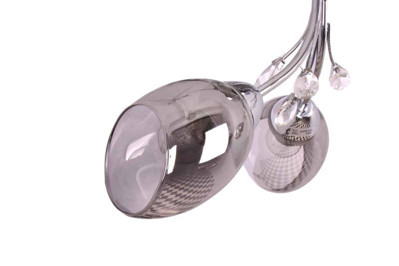 FEIRA-3 chrom lampa sufitowa żyrandol klosze szklane dymione + kryształki 3xE27 Ø60cm ↕19cm hurt