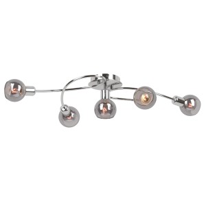 DESATO-5 CR lampa sufitowa chrom klosz dymiony żyrandol 5xE14