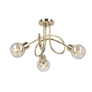 DESATO-3X  lampa sufitowa złota klosze bursztynowe żyrandol  3xE14