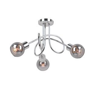 DESATO-3X lampa sufitowa chrom klosz dymiony żyrandol 3xE14